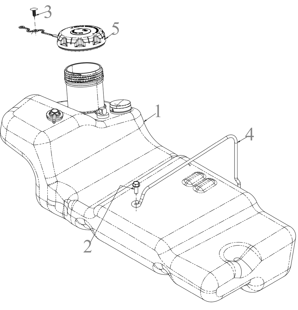 Fuel Tank Diagram and Parts List for ZTXS4-54KH (47RSCAB7A10)(2023) Cub Cadet Lawn Tractor